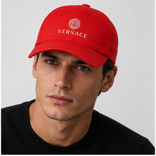 Versace Dad Baseball Cap Hat | Color: Red | Image 2