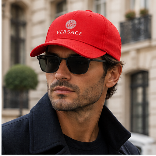 Versace Dad Baseball Cap Hat | Color: Red | Image 3