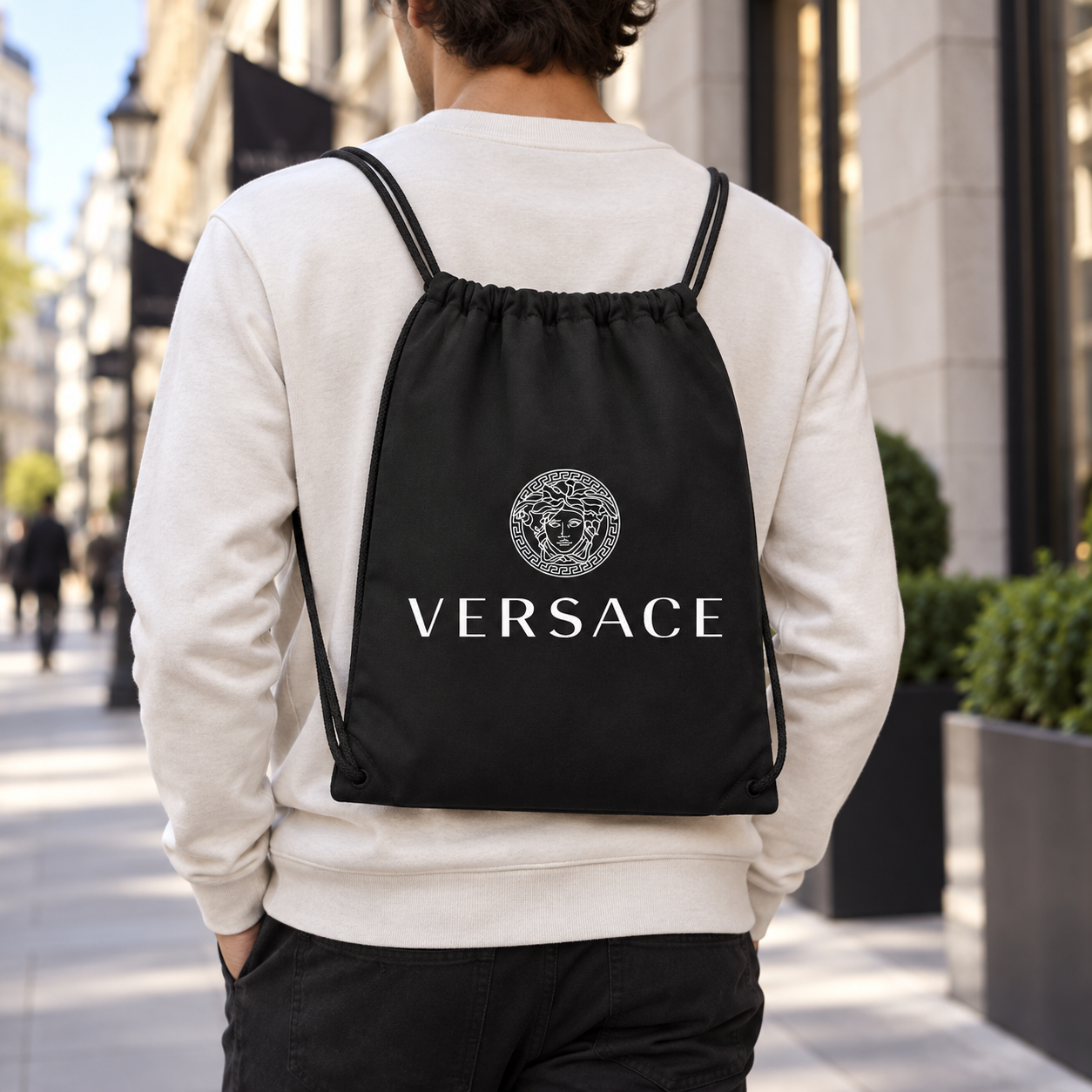 Versace Drawstring Bag | Color: Black | View 1