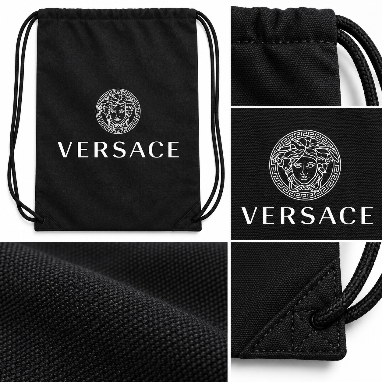 Versace Drawstring Bag | Color: Black | View 2