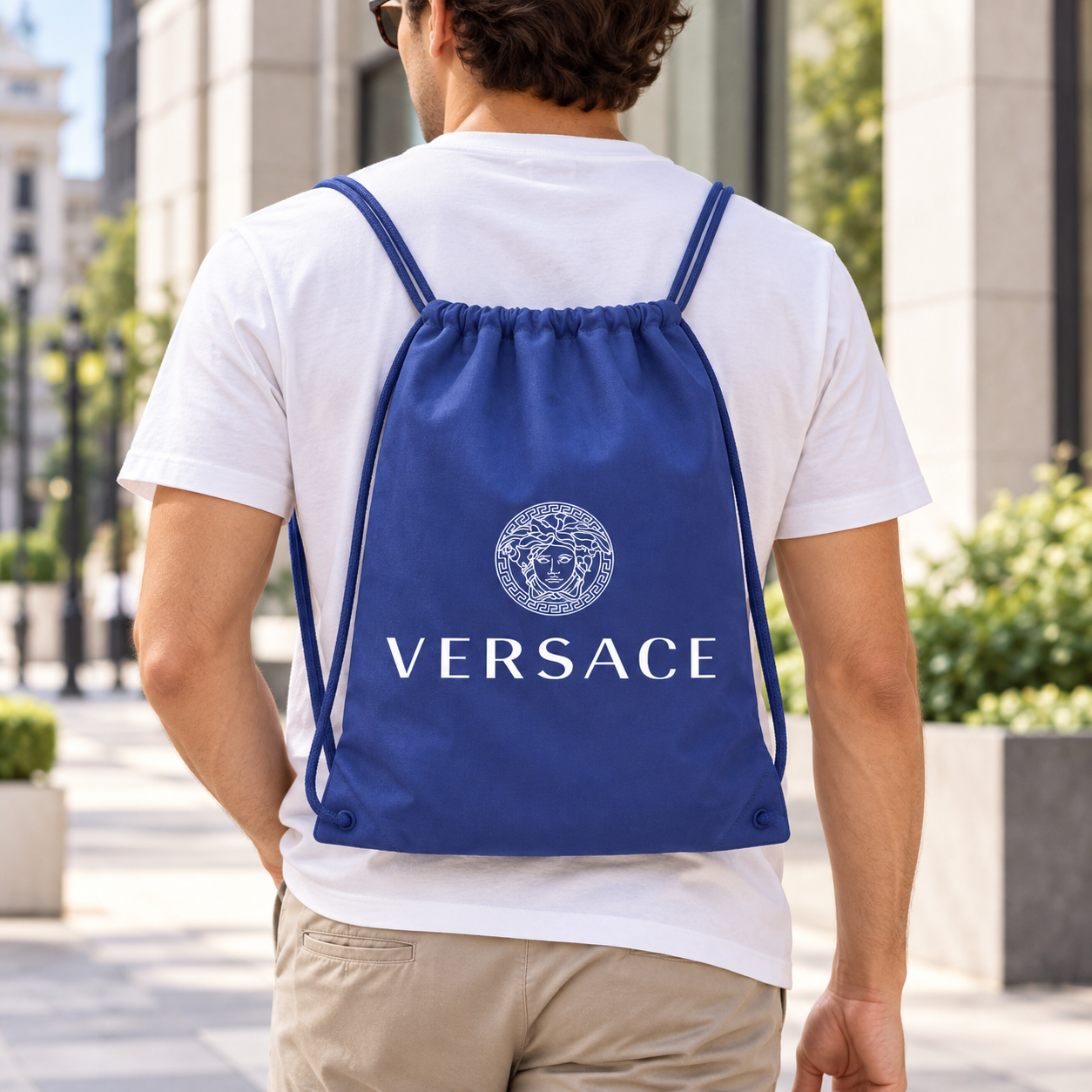 Versace Drawstring Bag | Color: Blue | View 1