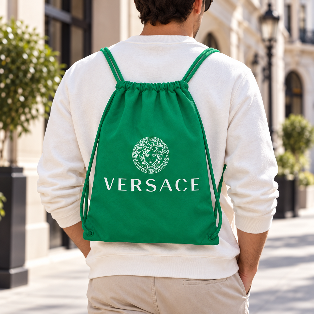 Versace Drawstring Bag | Color: Green | View 1