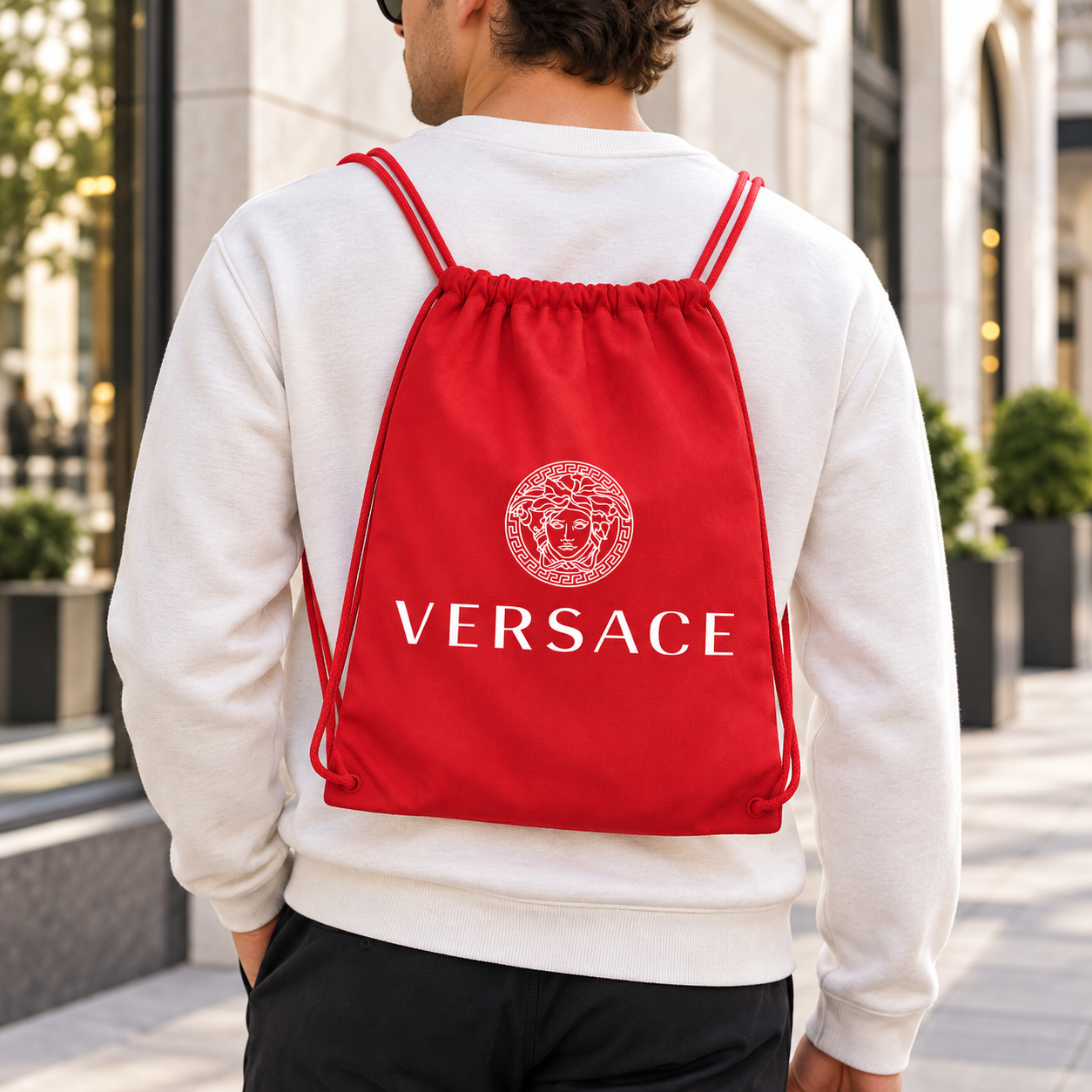 Versace Drawstring Bag | Color: Red | View 1