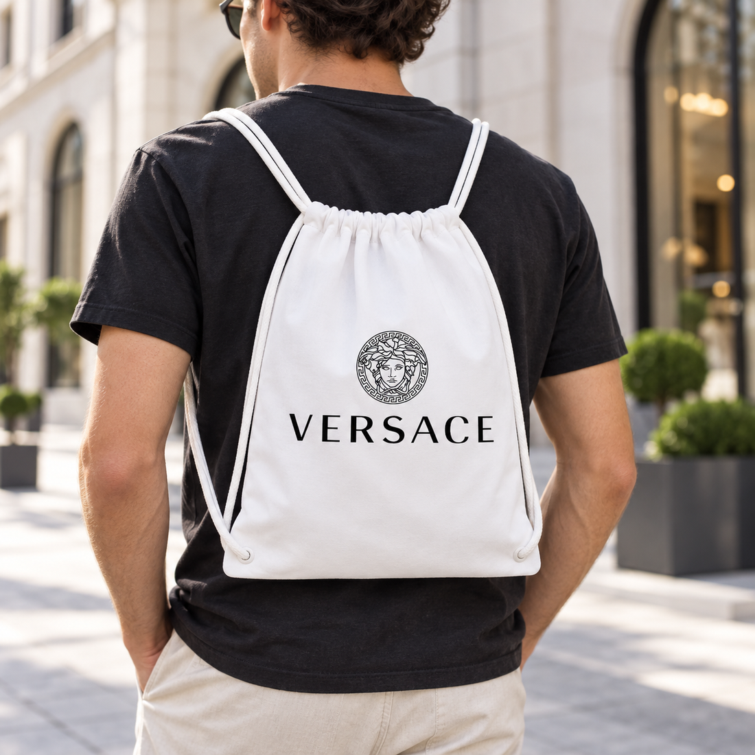 Versace Drawstring Bag | Color: White | View 1