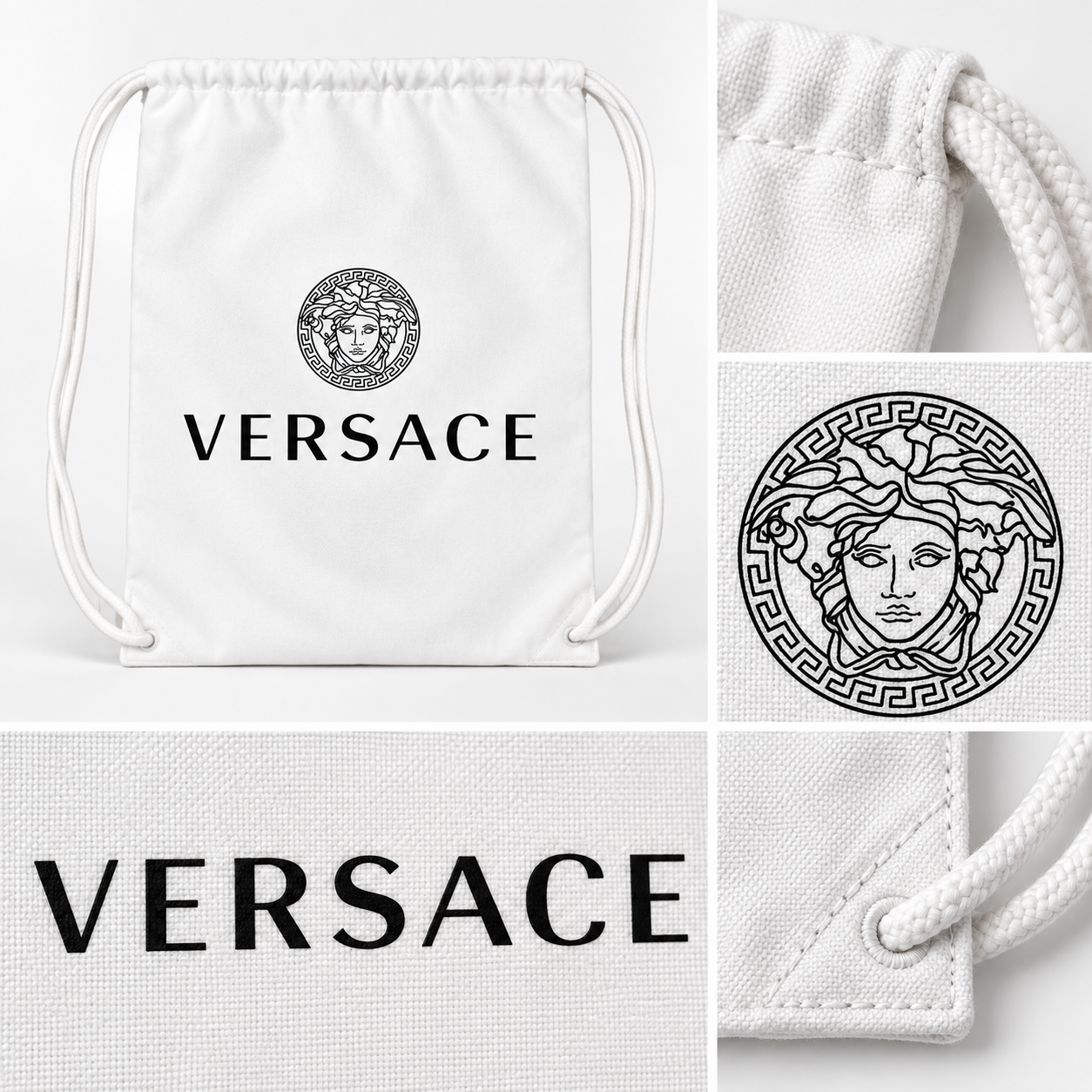 Versace Drawstring Bag | Color: White | View 2