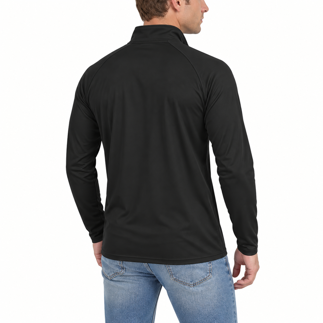Men’s Versace Lightweight Quarter-Zip Athletic Shirt – Long Sleeve Polyester Wear | Color: Black | View 5