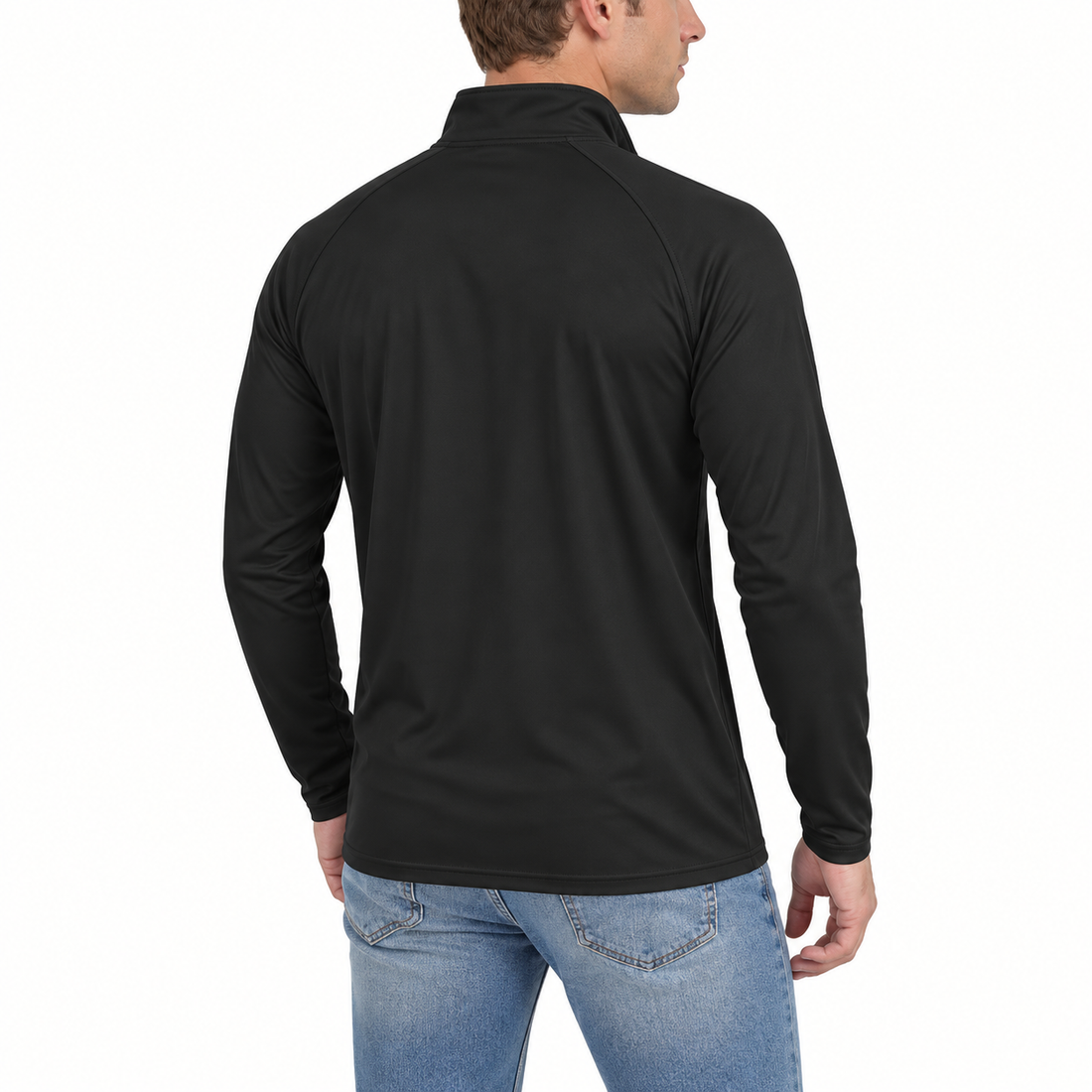Men’s Versace Lightweight Quarter-Zip Athletic Shirt – Long Sleeve Polyester Wear | Color: Black | View 5