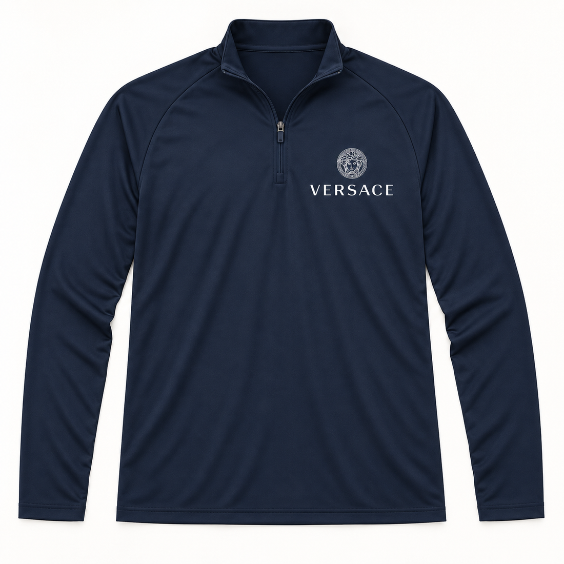 Men’s Versace Lightweight Quarter-Zip Athletic Shirt – Long Sleeve Polyester Wear | Color: Navy | View 2