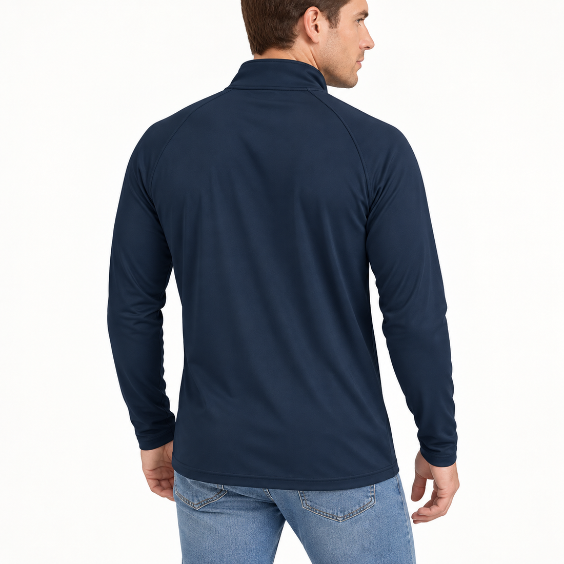 Men’s Versace Lightweight Quarter-Zip Athletic Shirt – Long Sleeve Polyester Wear | Color: Navy | View 5