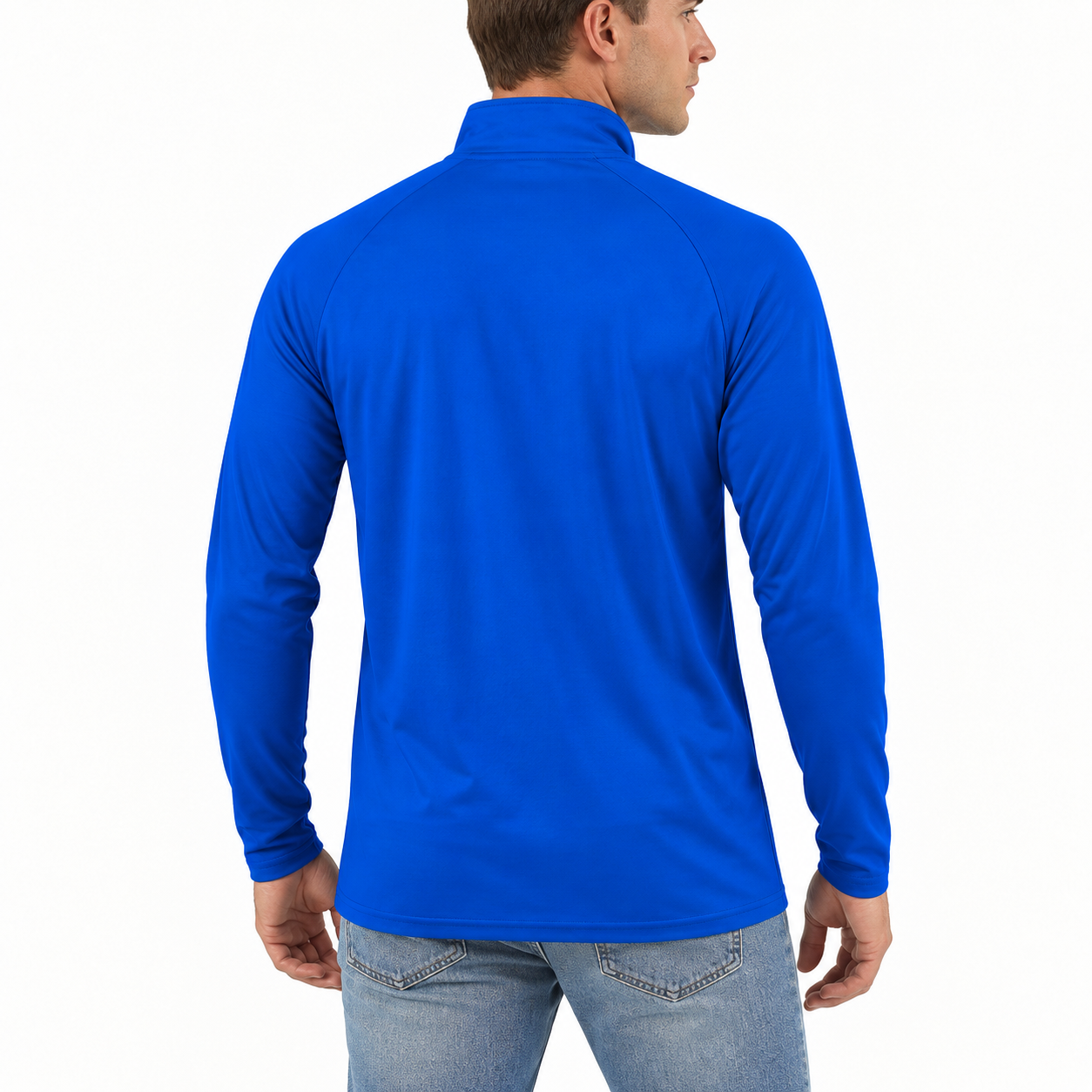 Men’s Versace Lightweight Quarter-Zip Athletic Shirt – Long Sleeve Polyester Wear | Color: Royal Blue | View 5