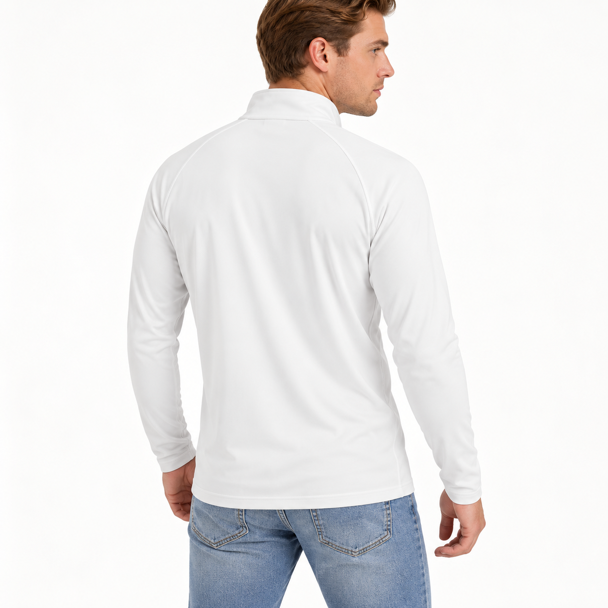 Men’s Versace Lightweight Quarter-Zip Athletic Shirt – Long Sleeve Polyester Wear | Color: White | View 5