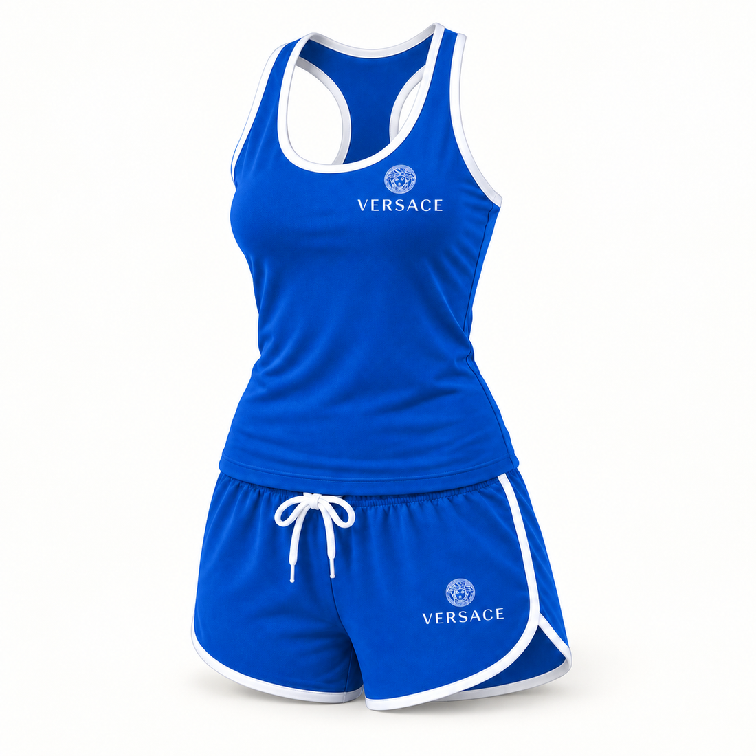 Women’s Versace Tanktop and Shorts Set | Color: Blue | View 3