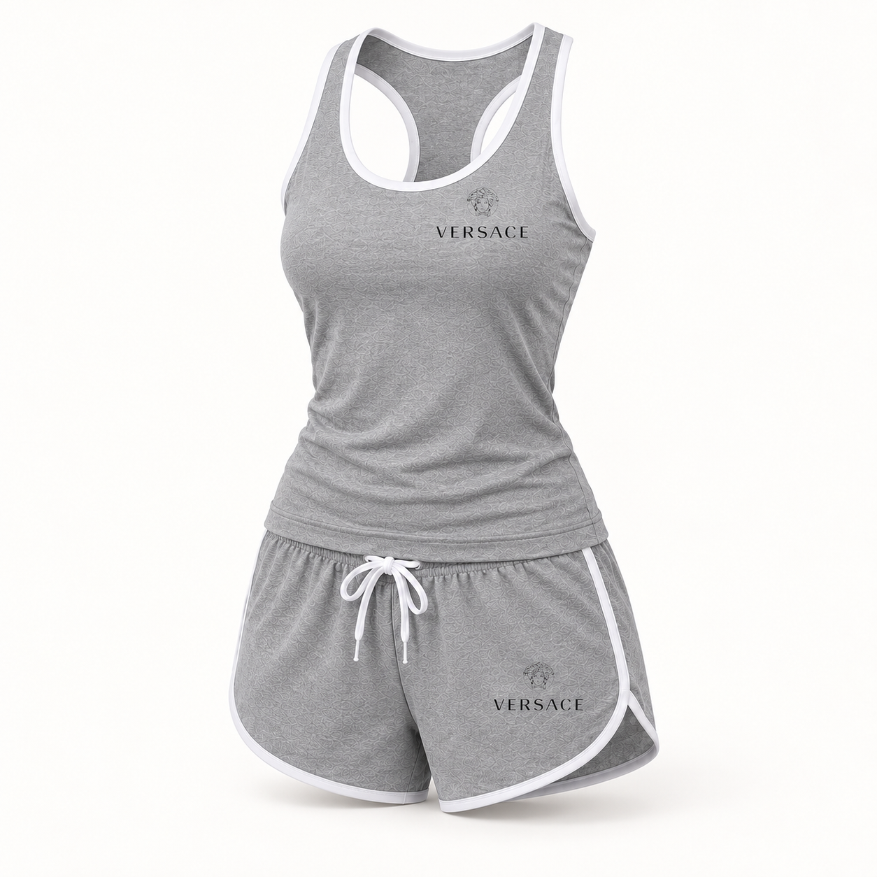 Women’s Versace Tanktop and Shorts Set | Color: Grey | View 3
