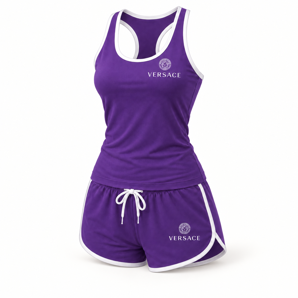 Women’s Versace Tanktop and Shorts Set | Color: Purple | View 3