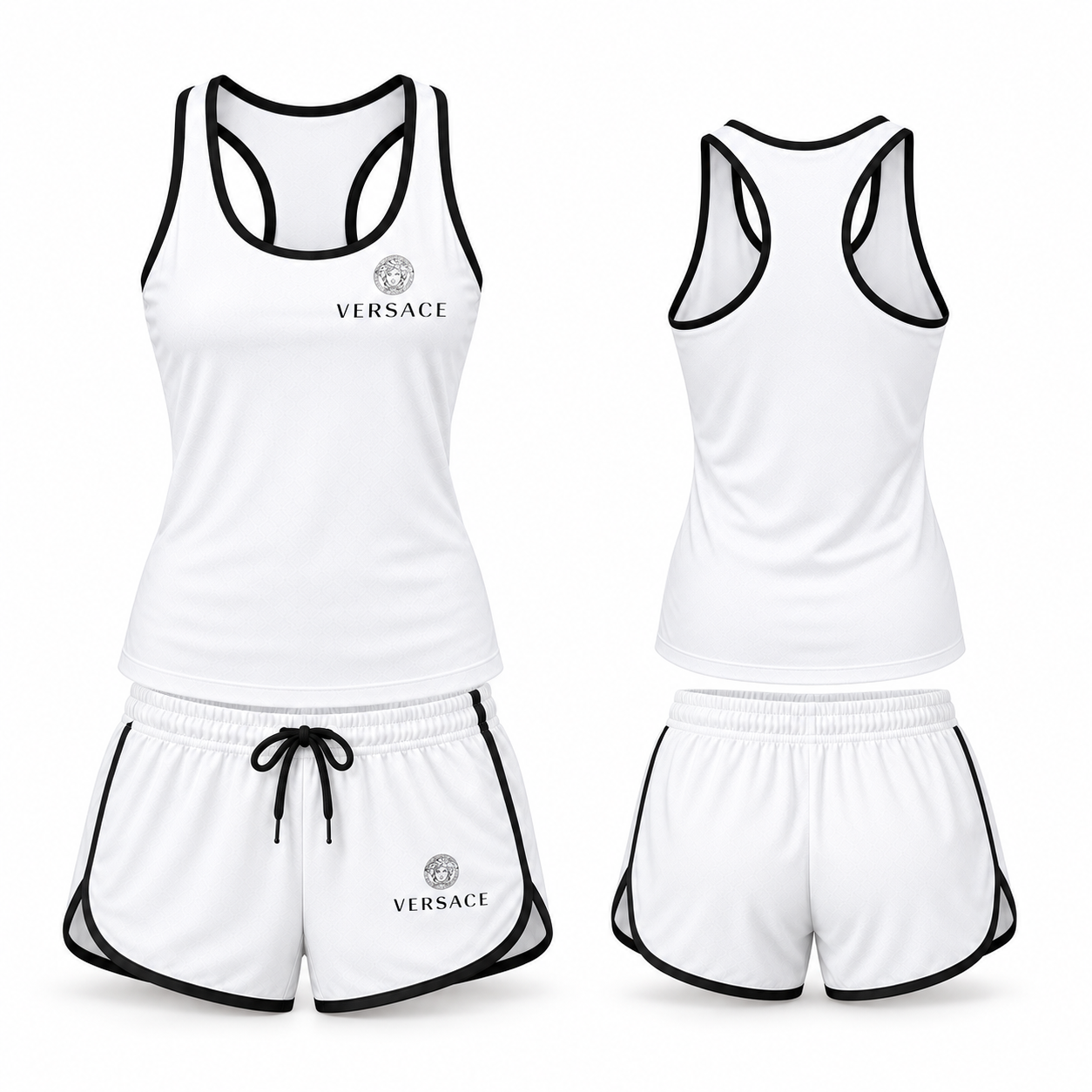 Women’s Versace Tanktop and Shorts Set | Color: White | Main