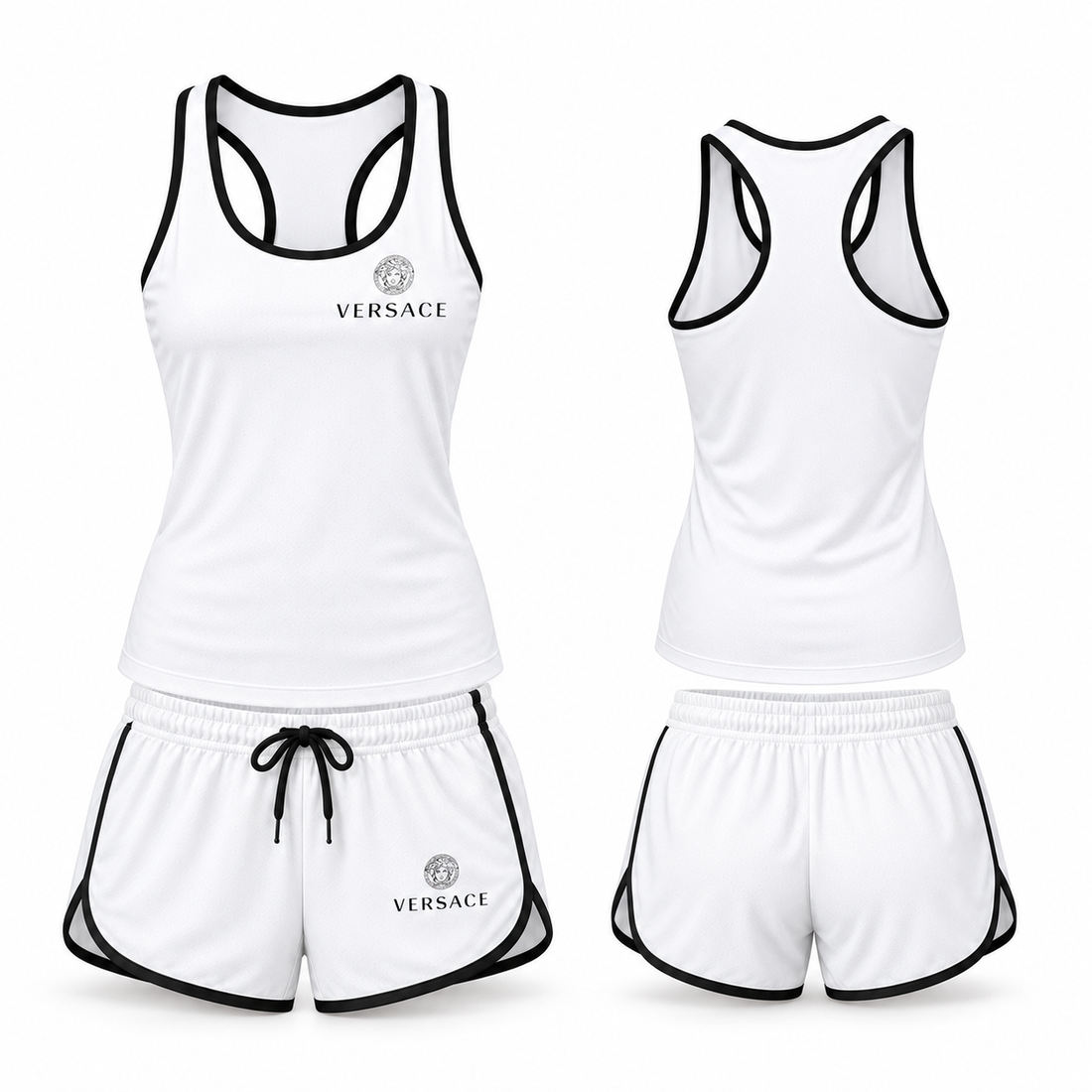 Women’s Versace Tanktop and Shorts Set | Color: White | Main