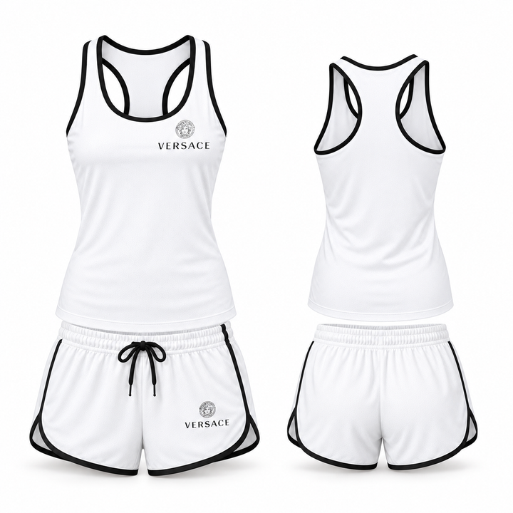 Women’s Versace Tanktop and Shorts Set | Color: White | Main