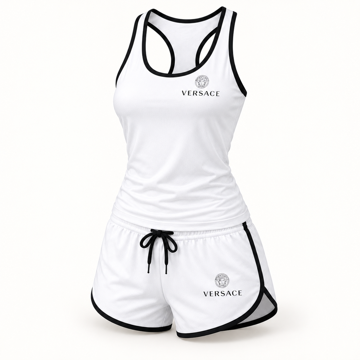 Women’s Versace Tanktop and Shorts Set | Color: White | View 3