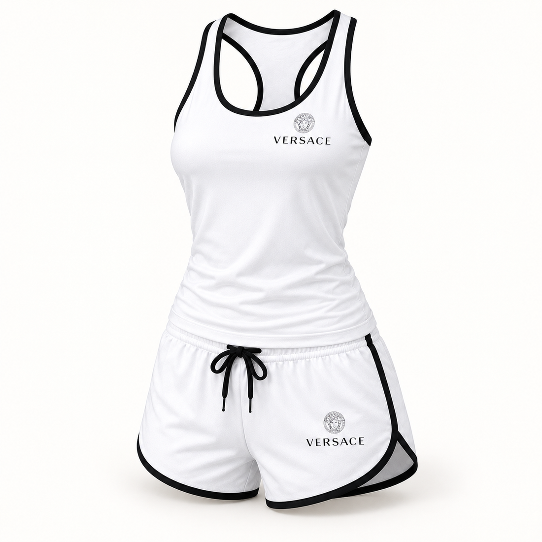 Women’s Versace Tanktop and Shorts Set | Color: White | View 3