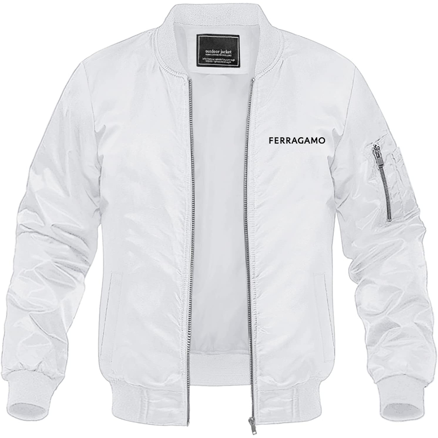 Men's Ferragamo Lightweight Bomber Jacket Windbreaker Softshell Varsity Jacket Coat