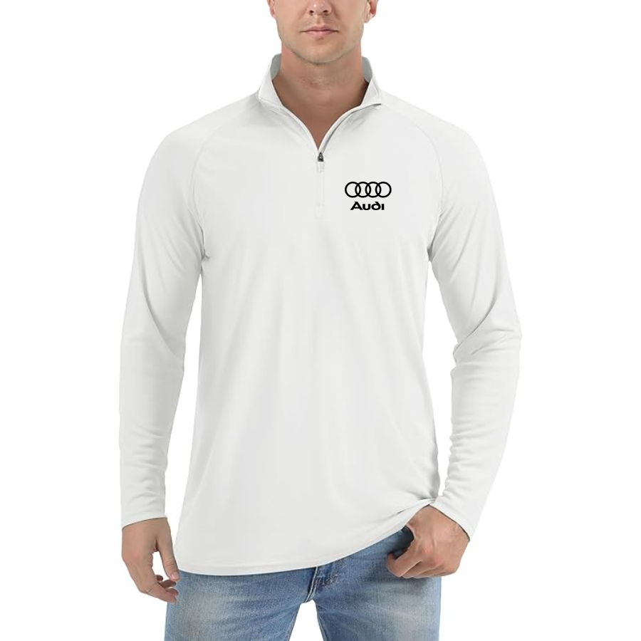 Men’s Audi Car- Lightweight Quarter-Zip Athletic Shirt – Long Sleeve Polyester Wear