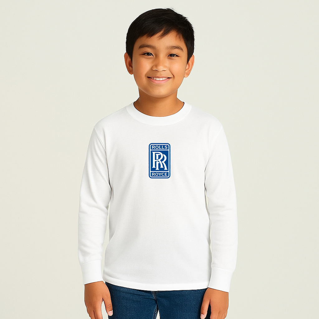 Youth Kids Rolls Royce Car Long Sleeve T-Shirt