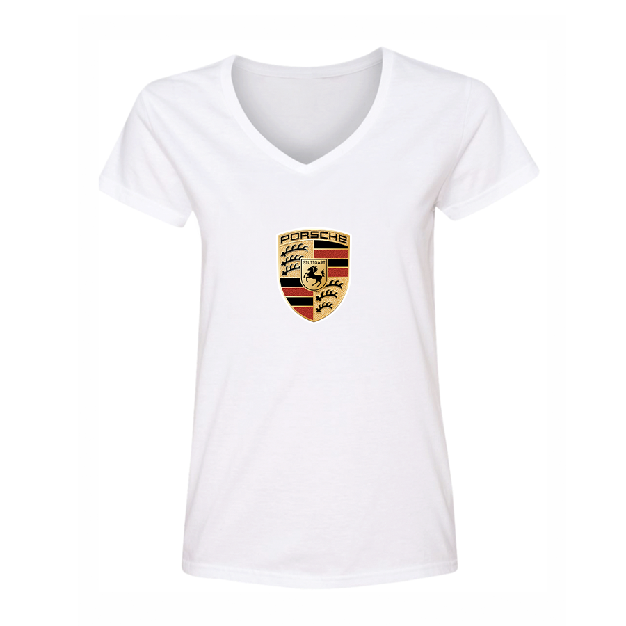 Women's Porsche Car V-Neck T-Shirt