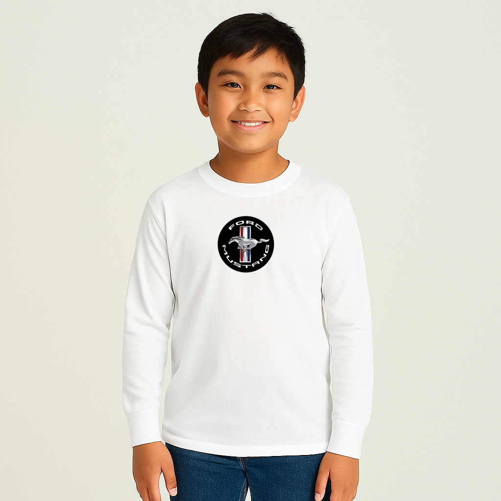 Youth Kids Ford Mustang Motorsport Supercars Long Sleeve T-Shirt
