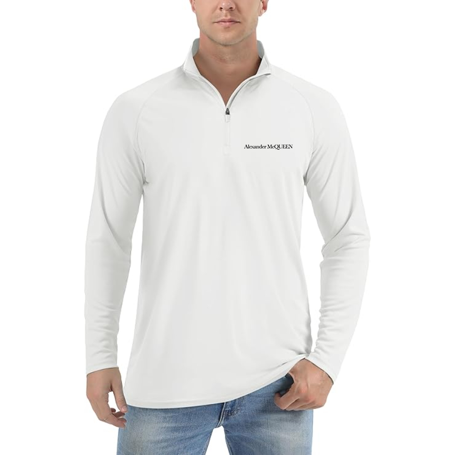 Men’s Alexander McQueen Lightweight Quarter-Zip Athletic Shirt – Long Sleeve Polyester Wear
