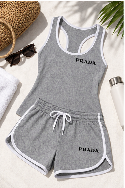 Women’s Prada Tanktop and Shorts Set | Color: Grey | Image 4