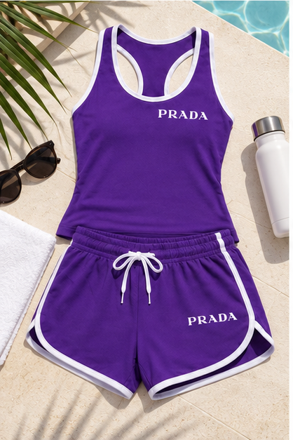 Women’s Prada Tanktop and Shorts Set | Color: Purple | Image 4