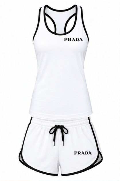Women’s Prada Tanktop and Shorts Set | Color: White | Image 1