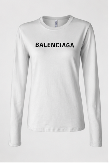 Women's Balenciaga Long Sleeve T-Shirt | Color: White | Image 1