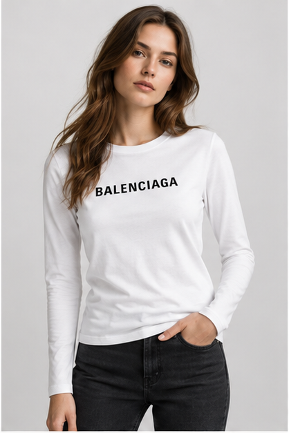 Women's Balenciaga Long Sleeve T-Shirt | Color: White | Image 2