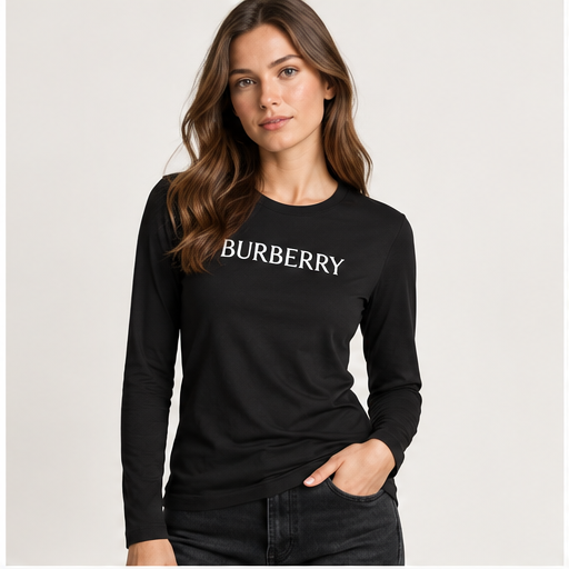 Women's Burberry Long Sleeve T-Shirt | Color: Black | Image 2