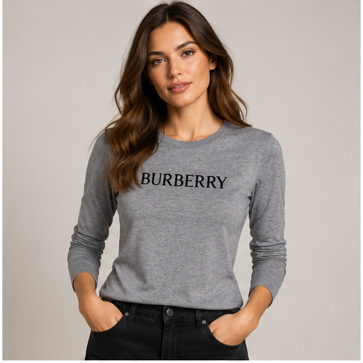 Women's Burberry Long Sleeve T-Shirt | Color: Grey | Image 2