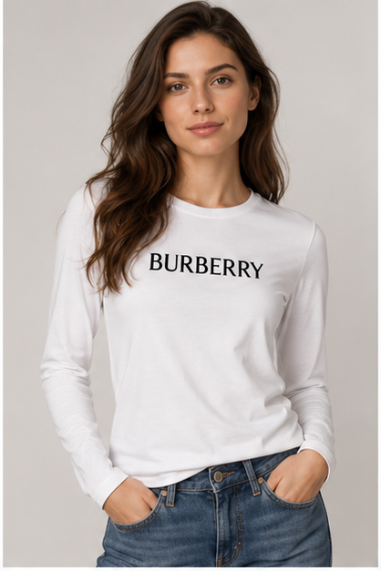 Women's Burberry Long Sleeve T-Shirt | Color: White | Image 2