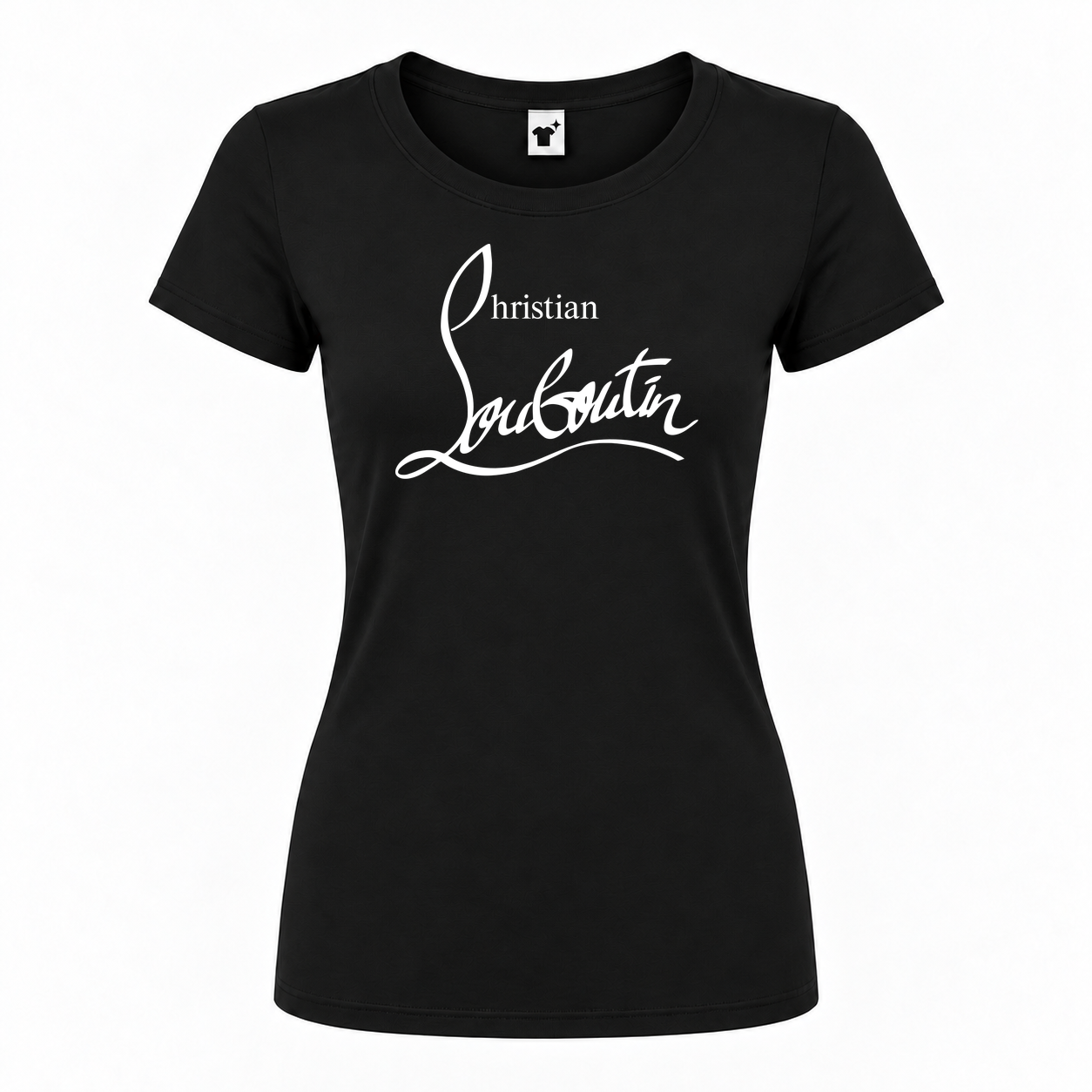 Women's Christian Louboutin Round Neck T-Shirt | Color: Black | Main