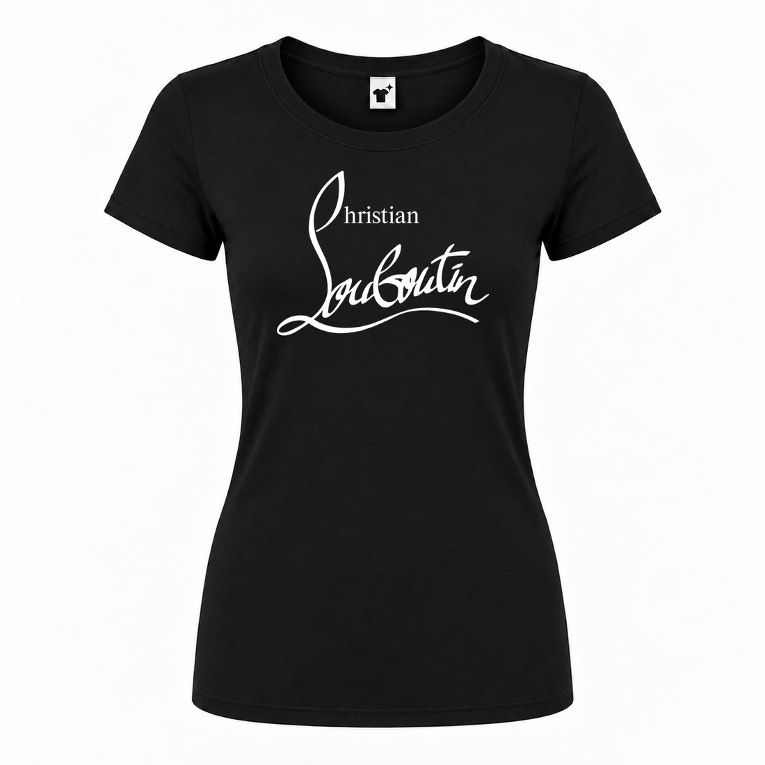 Women's Christian Louboutin Round Neck T-Shirt | Color: Black | Main