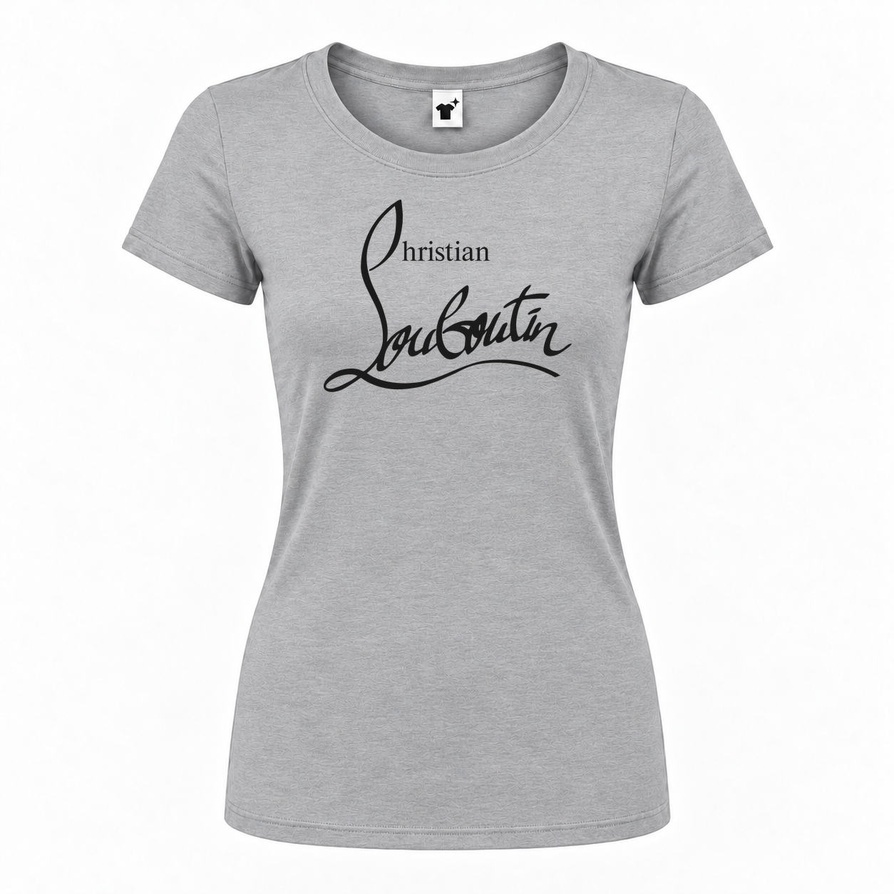 Women's Christian Louboutin Round Neck T-Shirt | Color: Grey | Main