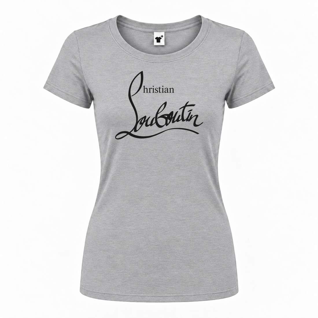 Women's Christian Louboutin Round Neck T-Shirt | Color: Grey | Main