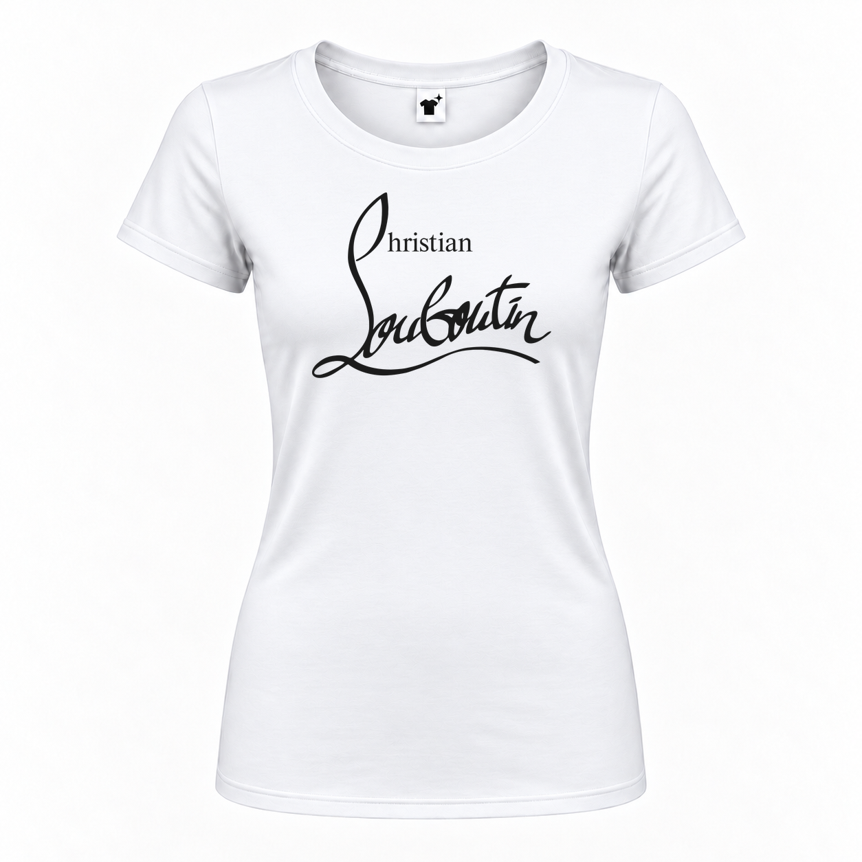 Women's Christian Louboutin Round Neck T-Shirt | Color: White | Main