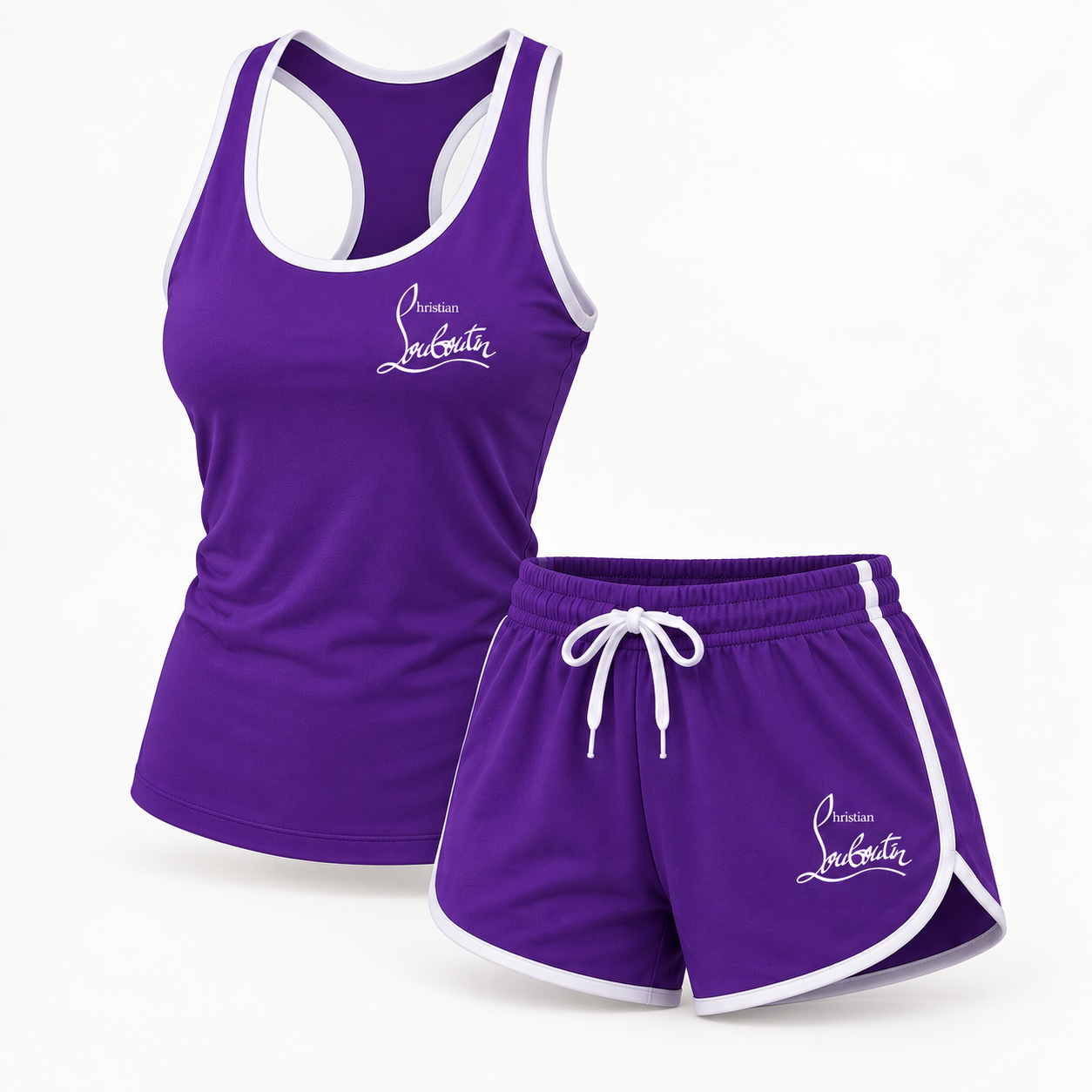 Women’s Christian Louboutin Tanktop and Shorts Set - Purple - Image 4
