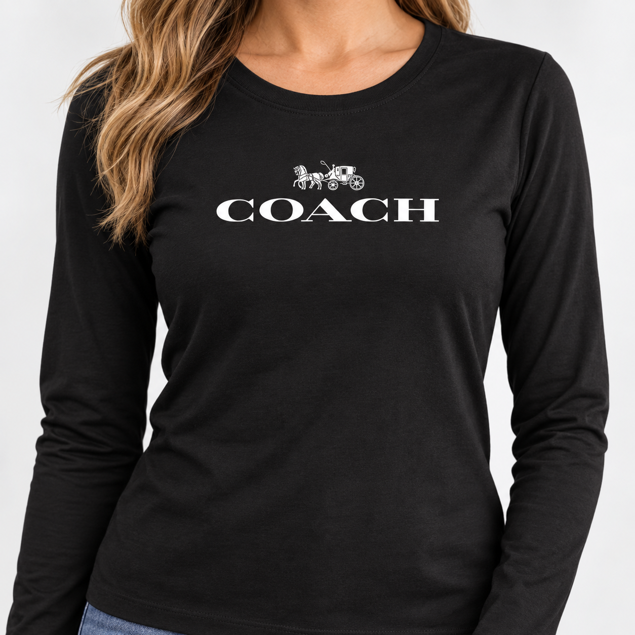 Women's Coach Long Sleeve T-Shirt | Color: Black | Image 5