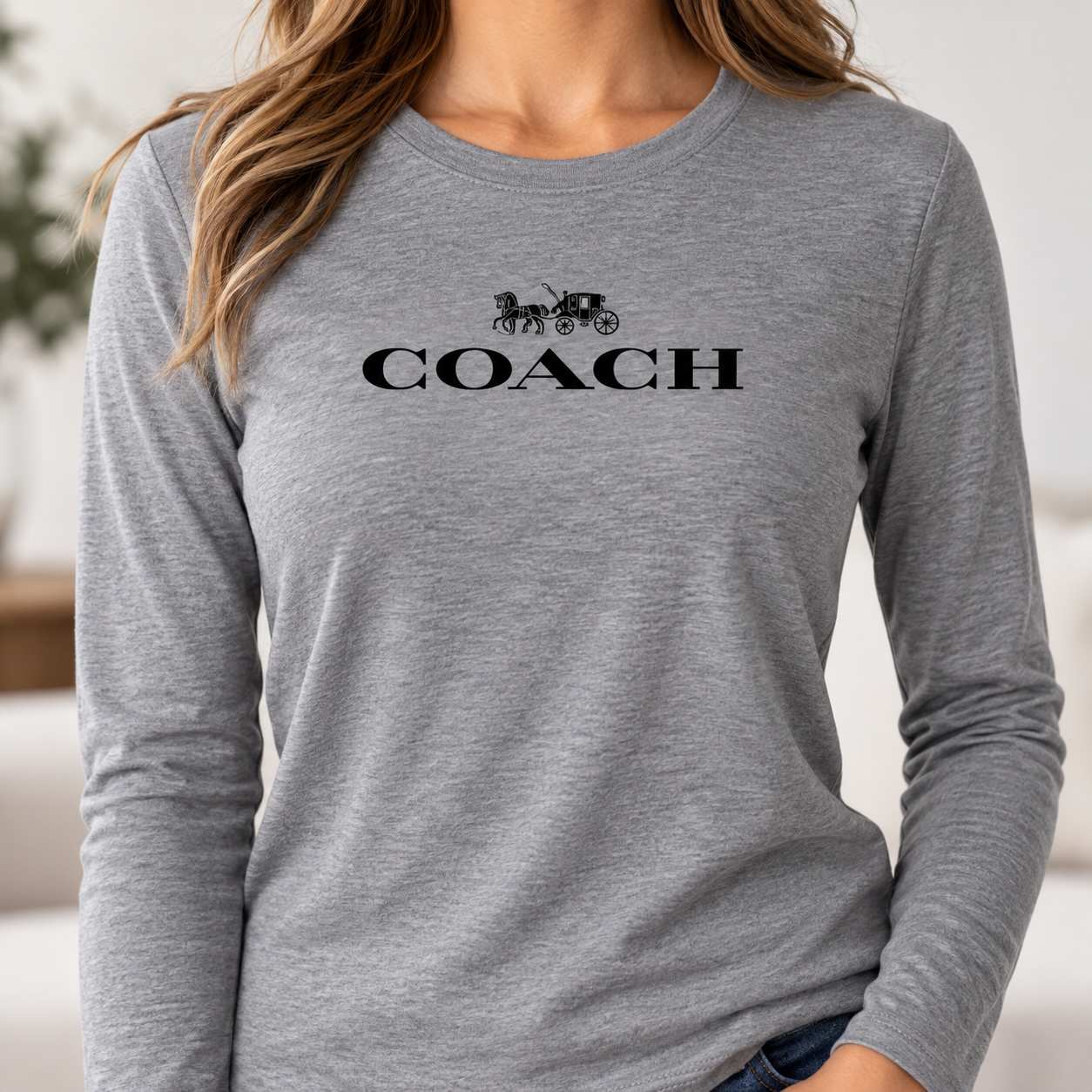 Women's Coach Long Sleeve T-Shirt | Color: Grey | Image 5