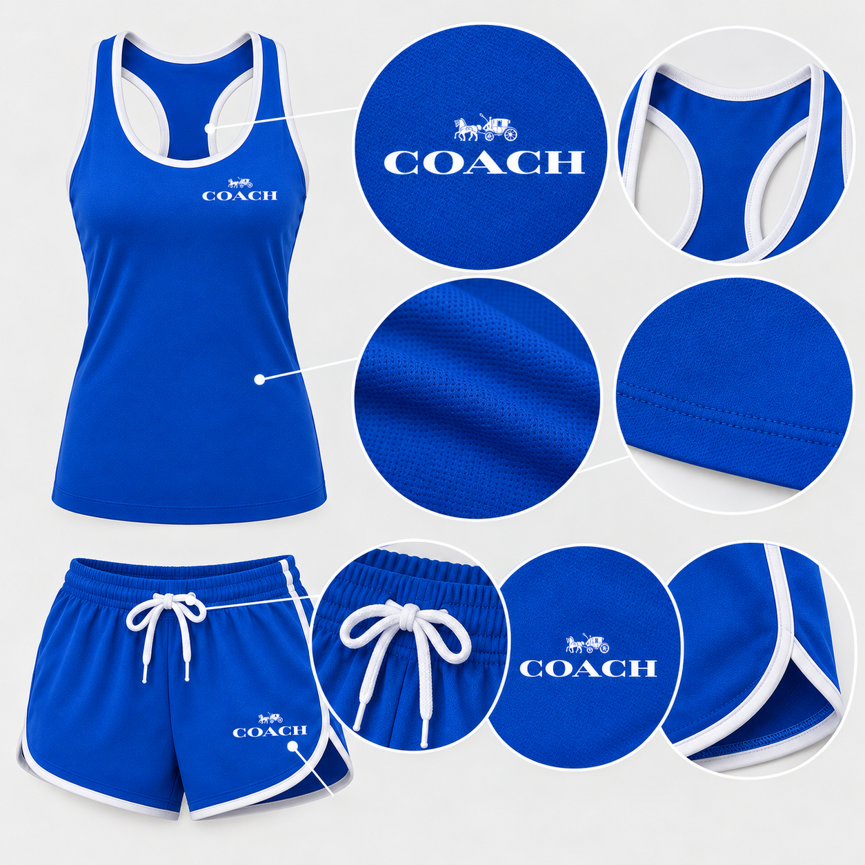 Women’s Coach Tanktop and Shorts Set - Blue - Image 3