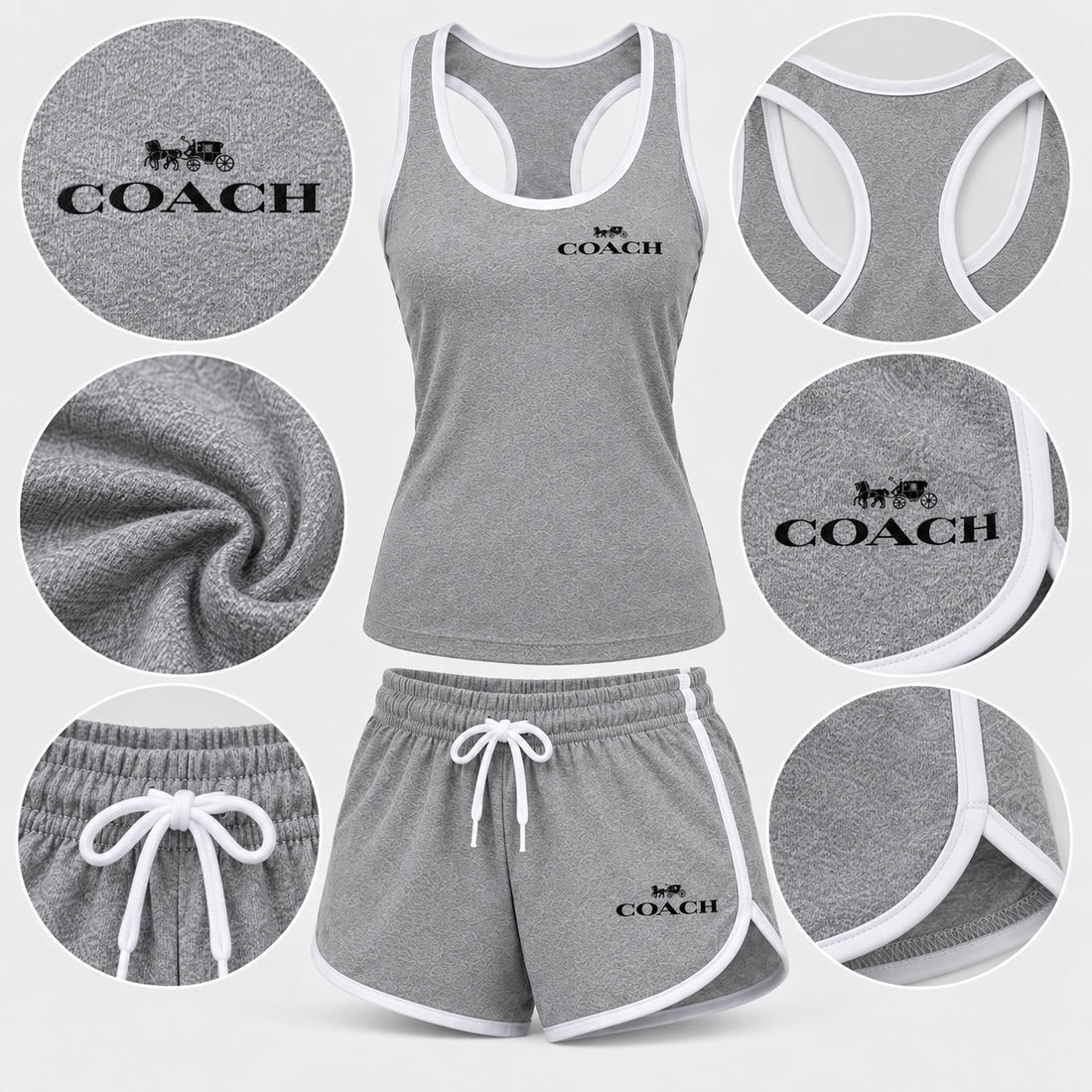 Women’s Coach Tanktop and Shorts Set - Grey - Image 3