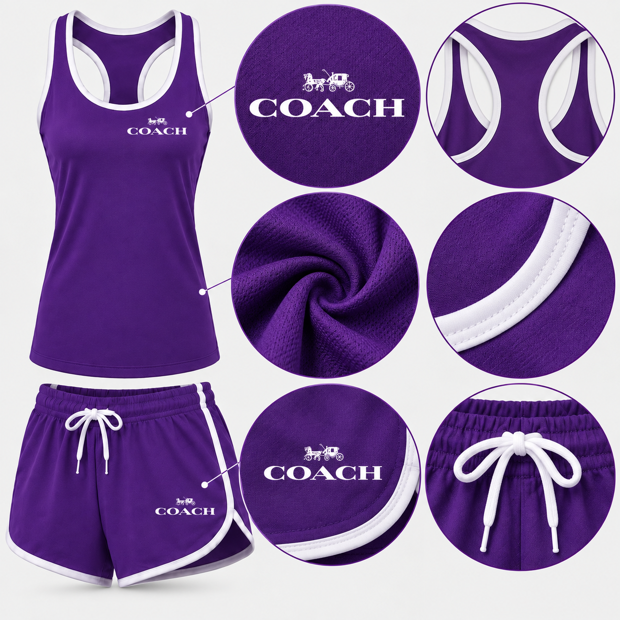 Women’s Coach Tanktop and Shorts Set - Purple - Image 3
