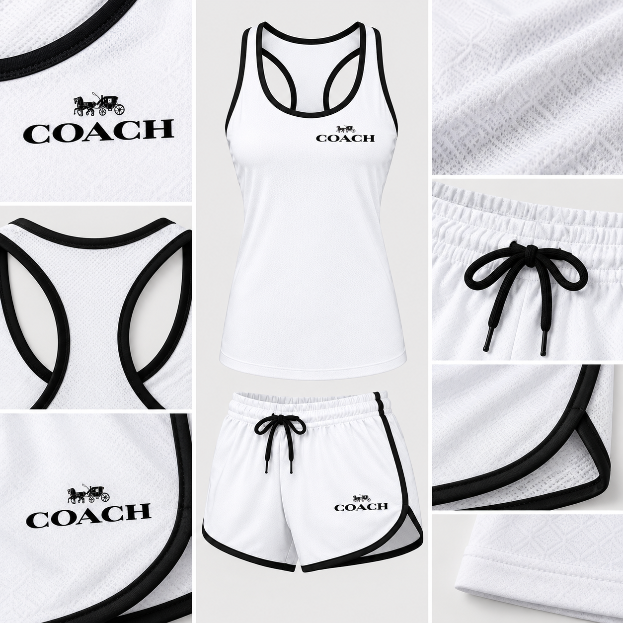 Women’s Coach Tanktop and Shorts Set - White - Image 3