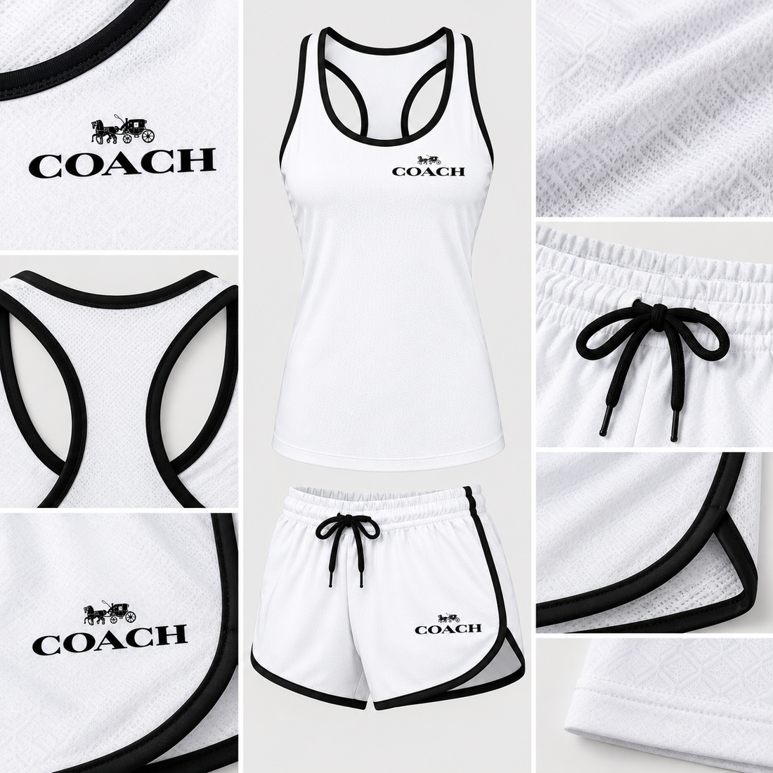 Women’s Coach Tanktop and Shorts Set - White - Image 3